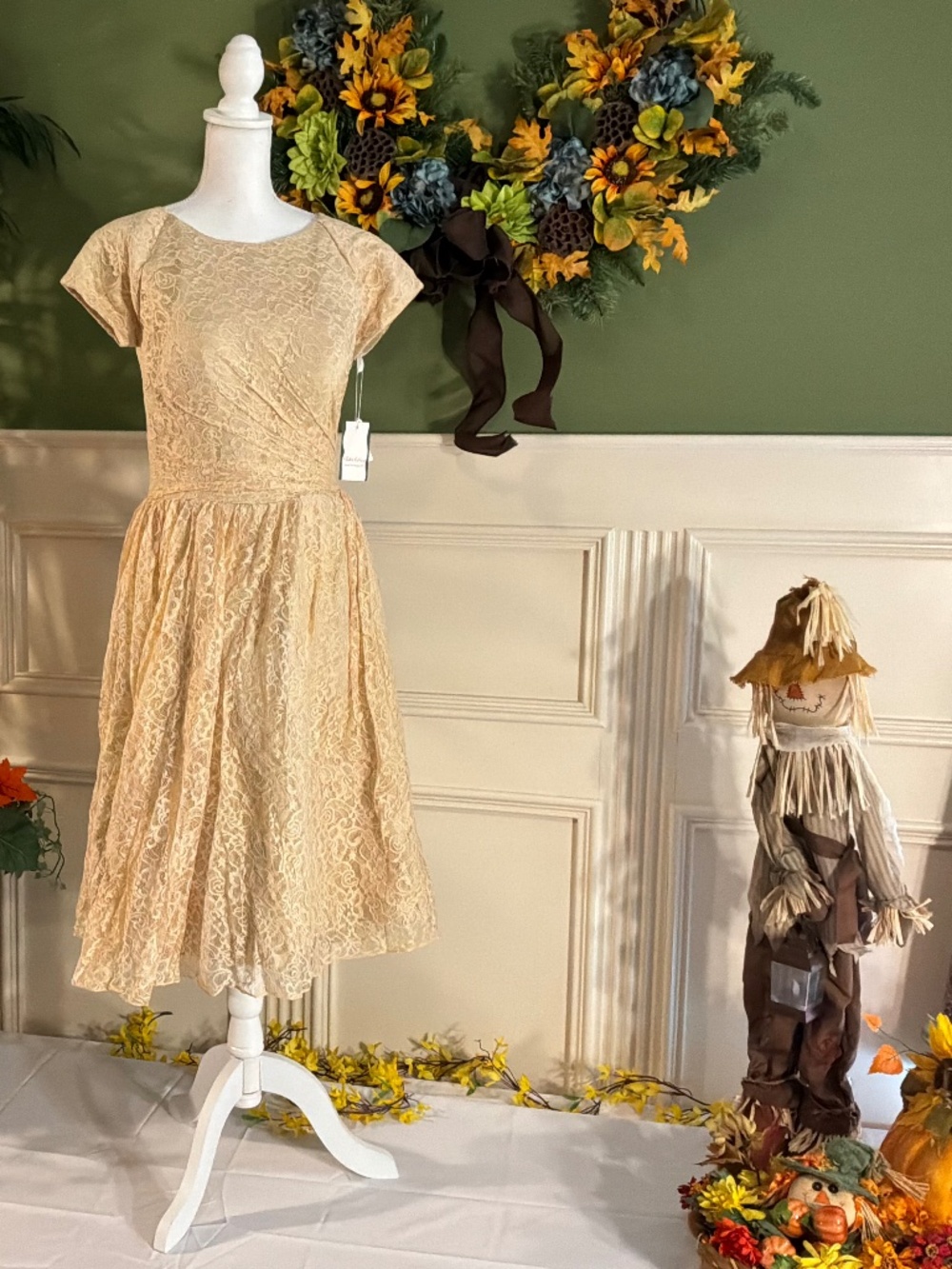 Short champagne lace dress